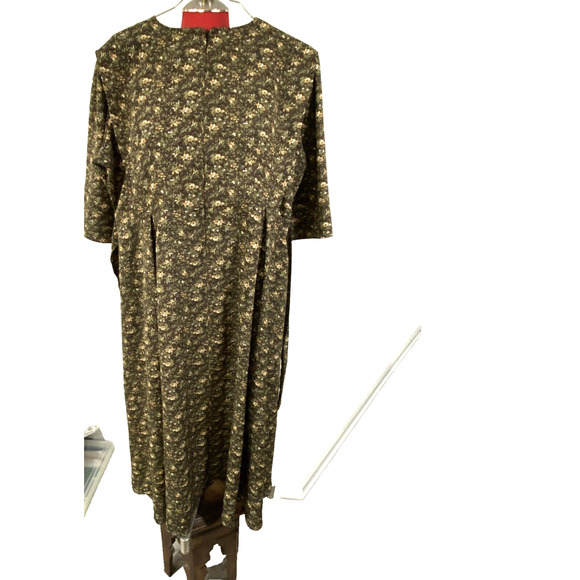 Amish Mennonite Brown Cape Dress 3/4 Sleeve Handmade Bust 44" Length 46" Belted - Picture 6 of 7